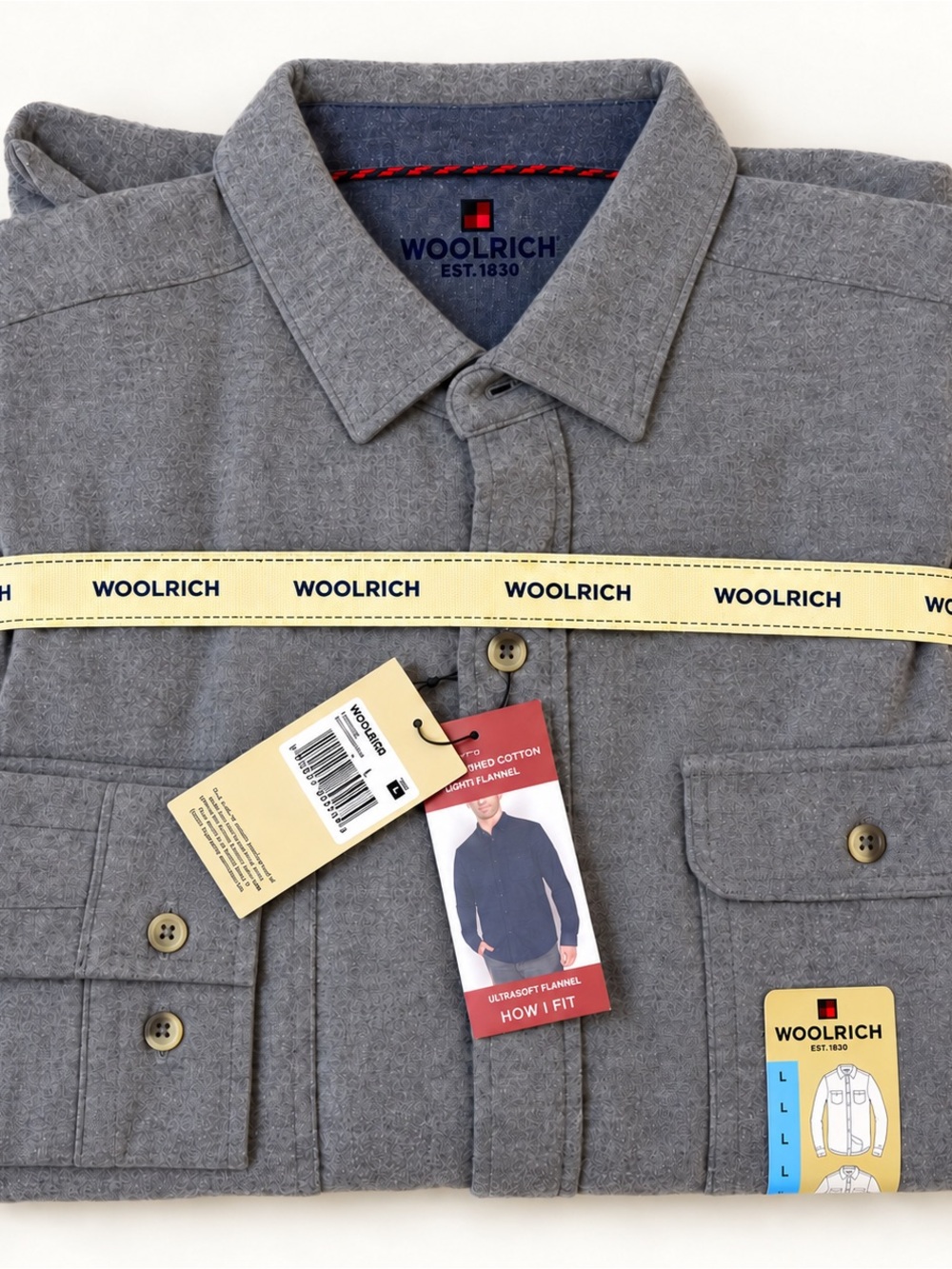 Woolrich 100% Cotton Men’s Gray Button-Up Jacket